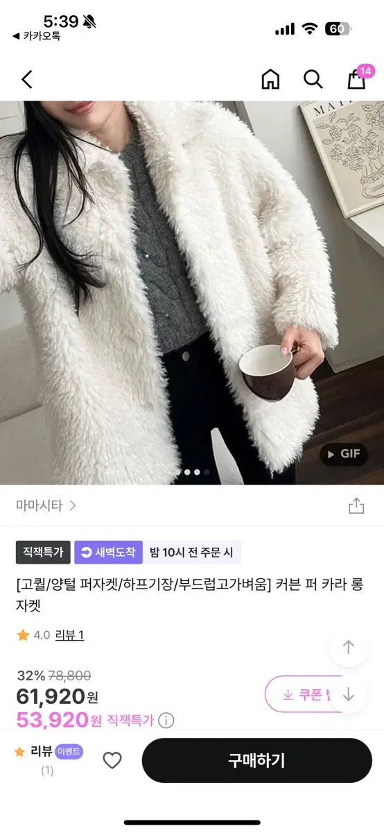 퍼 카라 롱 자켓