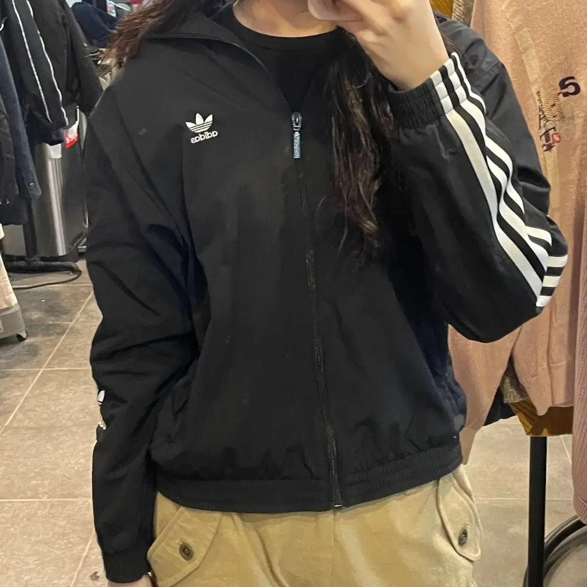 (NO.9) ADIDAS 아디다스 빈티지 크롭 바람막이 블랙