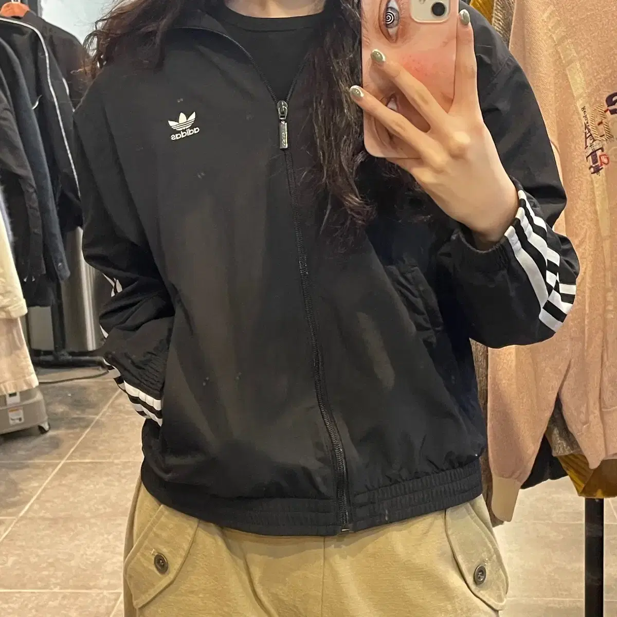 (NO.9) ADIDAS 아디다스 빈티지 크롭 바람막이 블랙