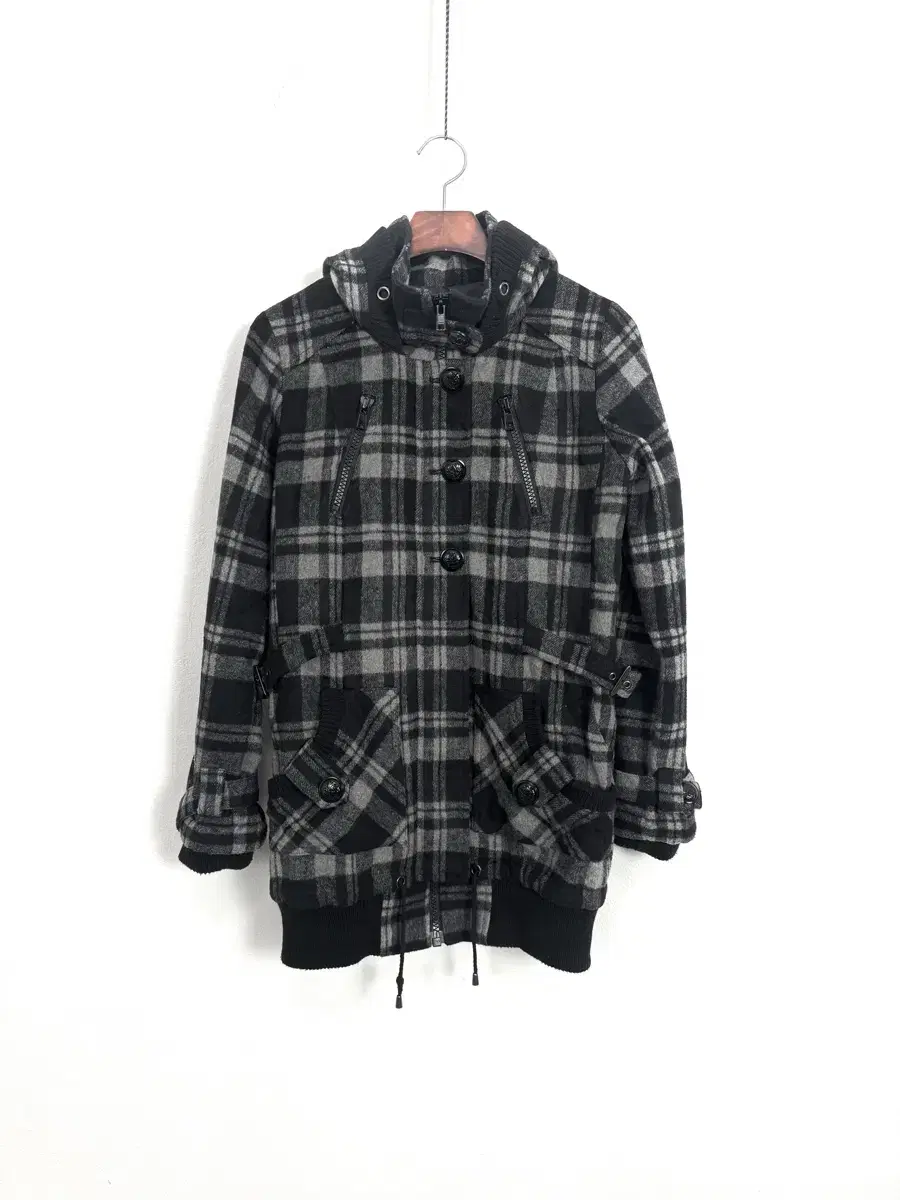 Gothic Plaid Check Hooded Jacket