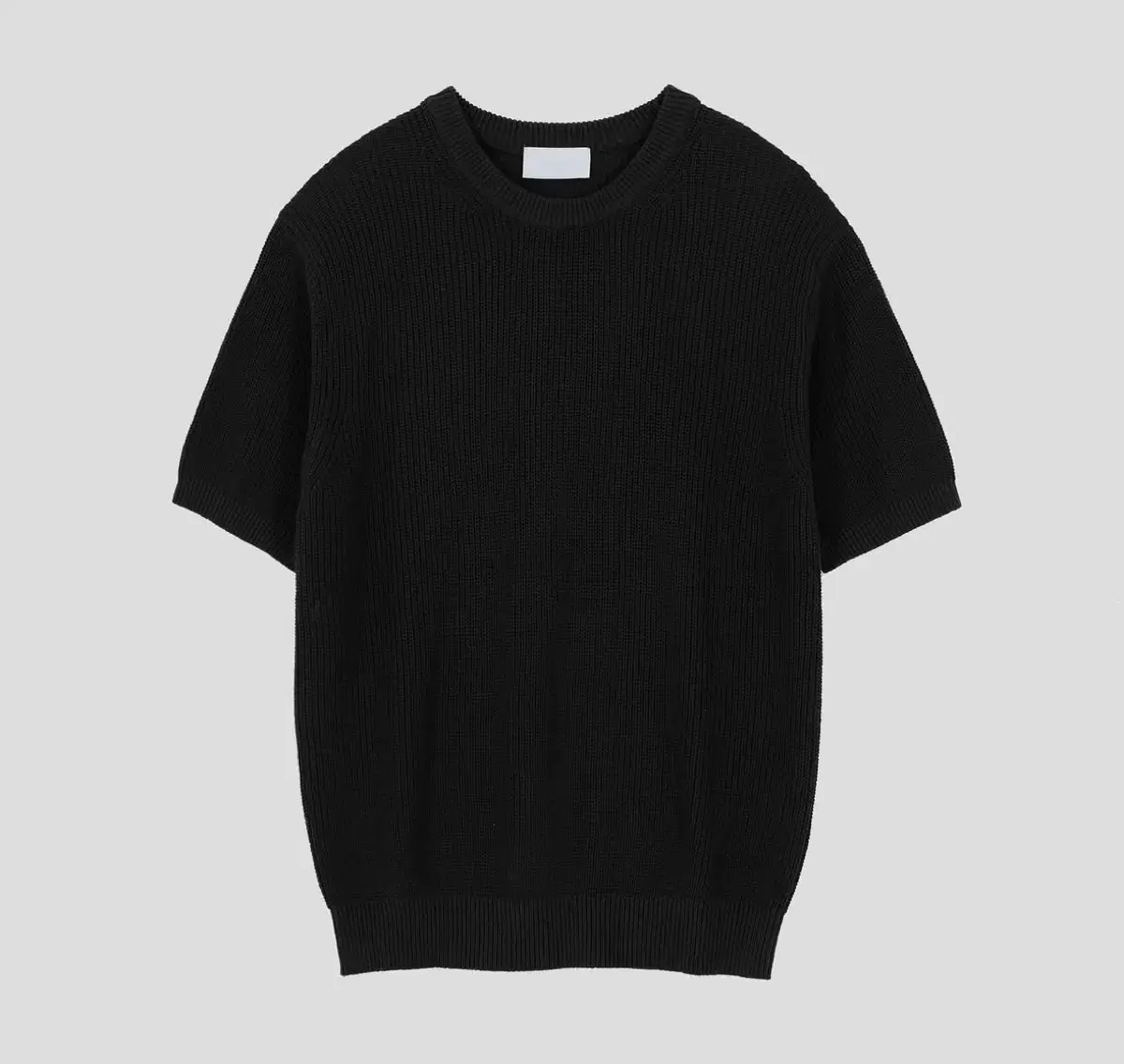 Round Neck Silky Hachi Short Sleeve T-Shirt Knit Black Free