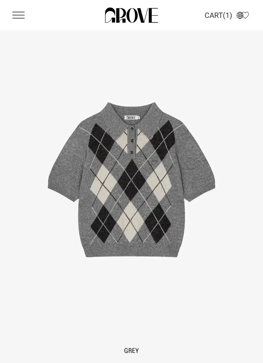 그로브  ARGYLE COLLAR KNIT아가일 칼라 니트_그레이