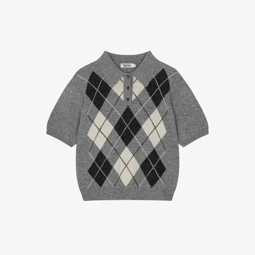 그로브  ARGYLE COLLAR KNIT아가일 칼라 니트_그레이