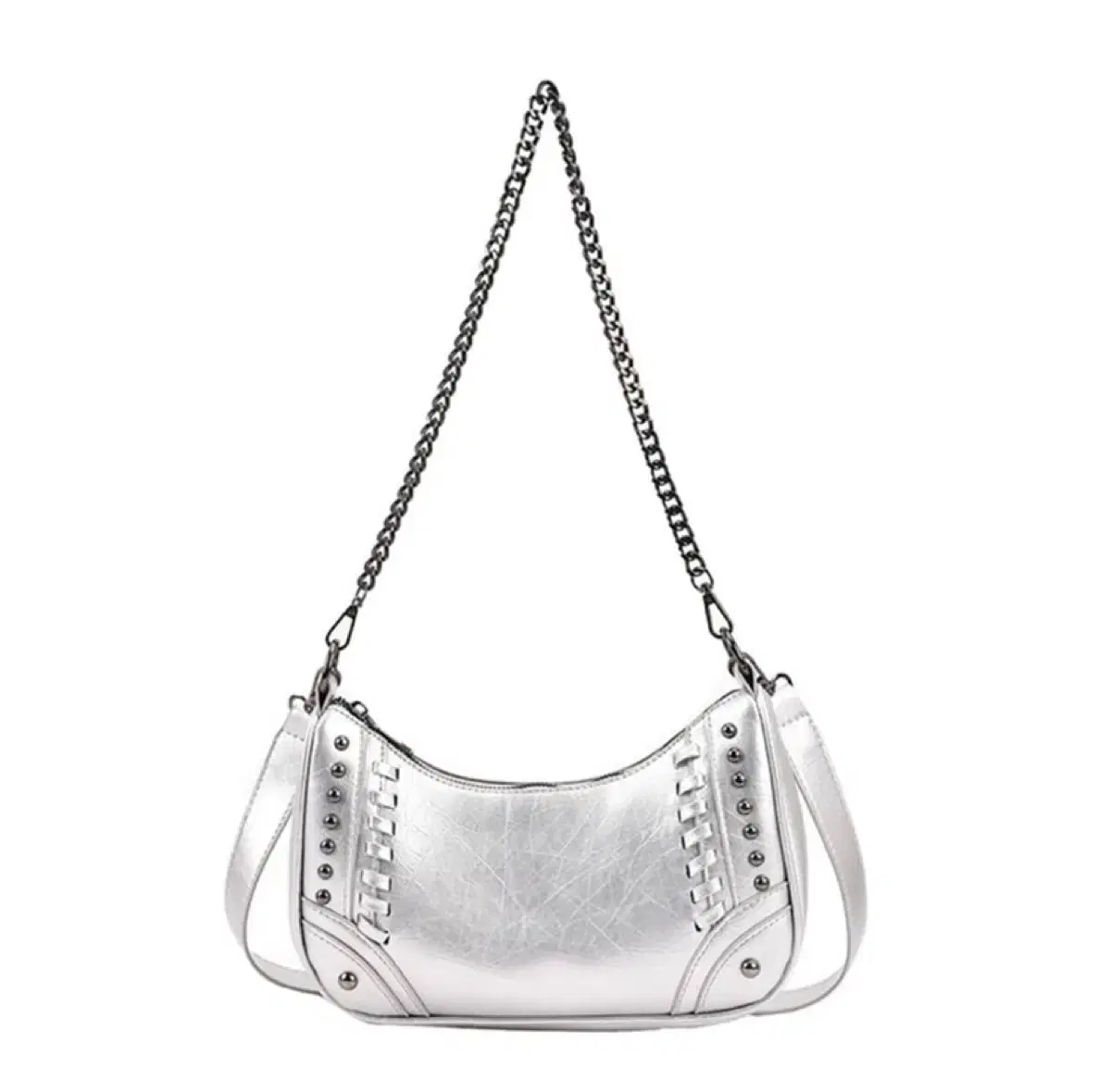 silver shoulder bag