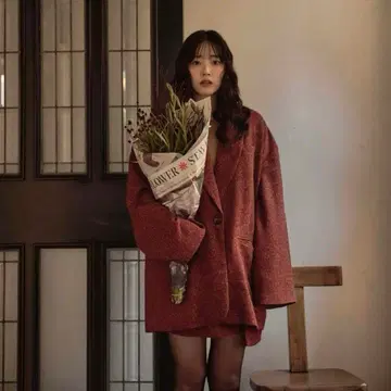 mideal 트위드 오버 재킷