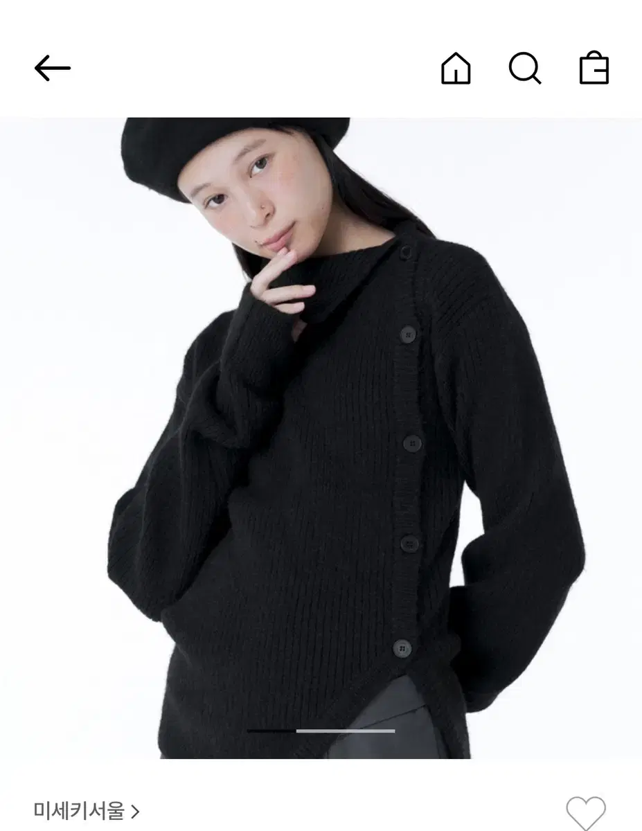 미세키서울 side button knit 블랙