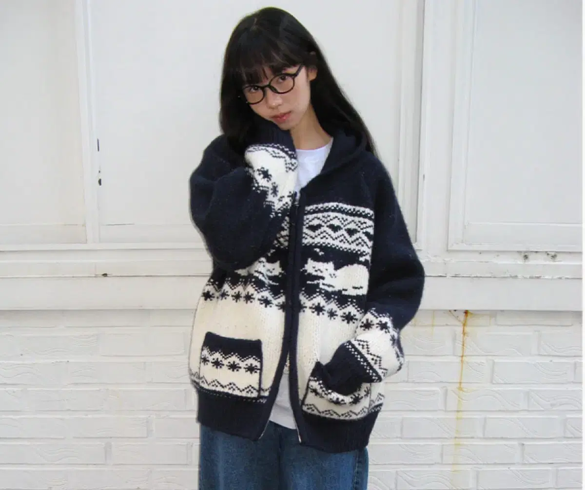 Ron Ron Cat ZAKAR HOODIE KNIT NAVY