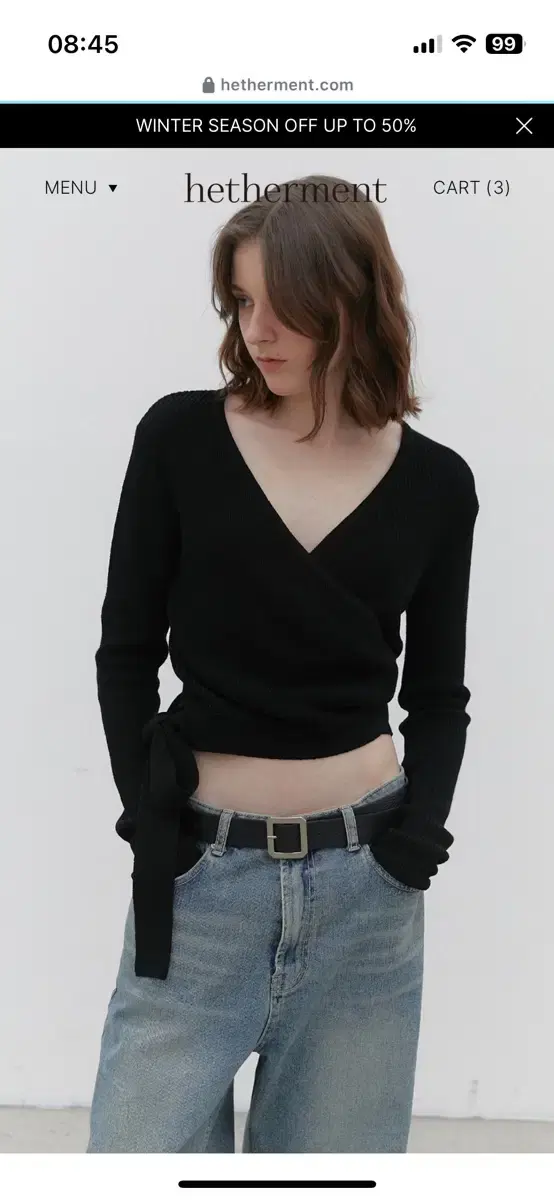 [무료배송]헤더먼트 deep v neck wrap knit