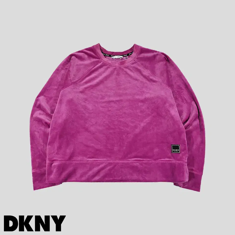 DKNY 디케이엔와이 스포츠 딥핑크 레글런 세미크롭 벨벳 벨루아 맨투맨