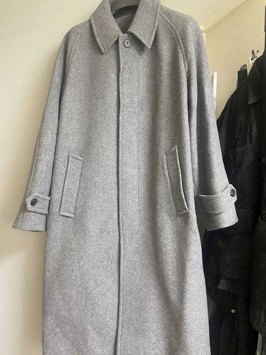 Mushinsa Standard Cashmere Blend Oversized Balmacaan Coat Medium Gray M