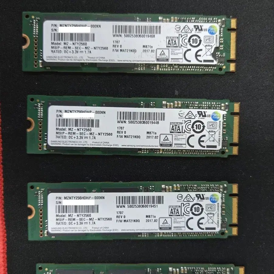 삼성 M.2 SATA 256GB_5개 개별 혹은 묶음 판매합니다.