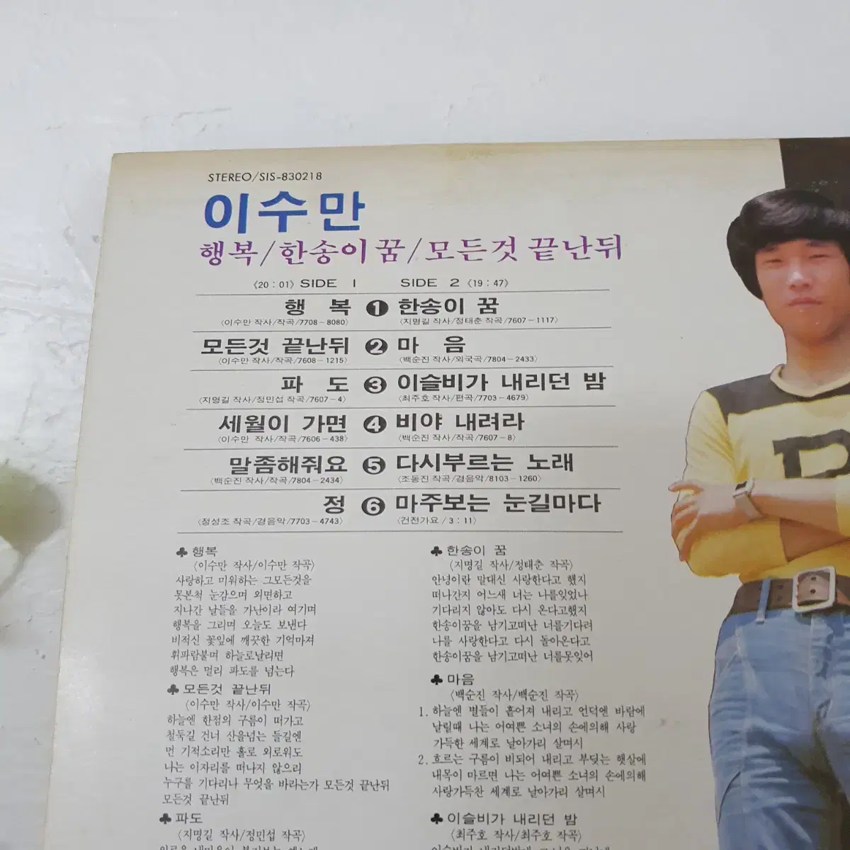 이수만  LP    1983    행복    한송이꽃(정태춘작곡)