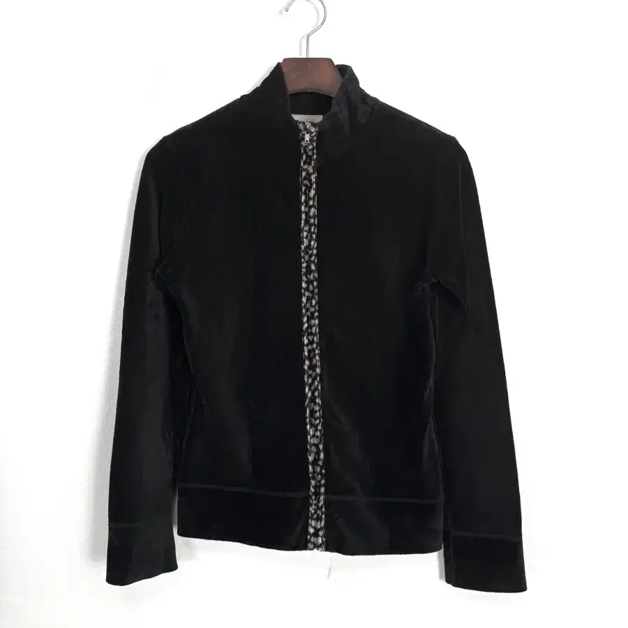 Vintager Leopard Trim Corduroy Jacket