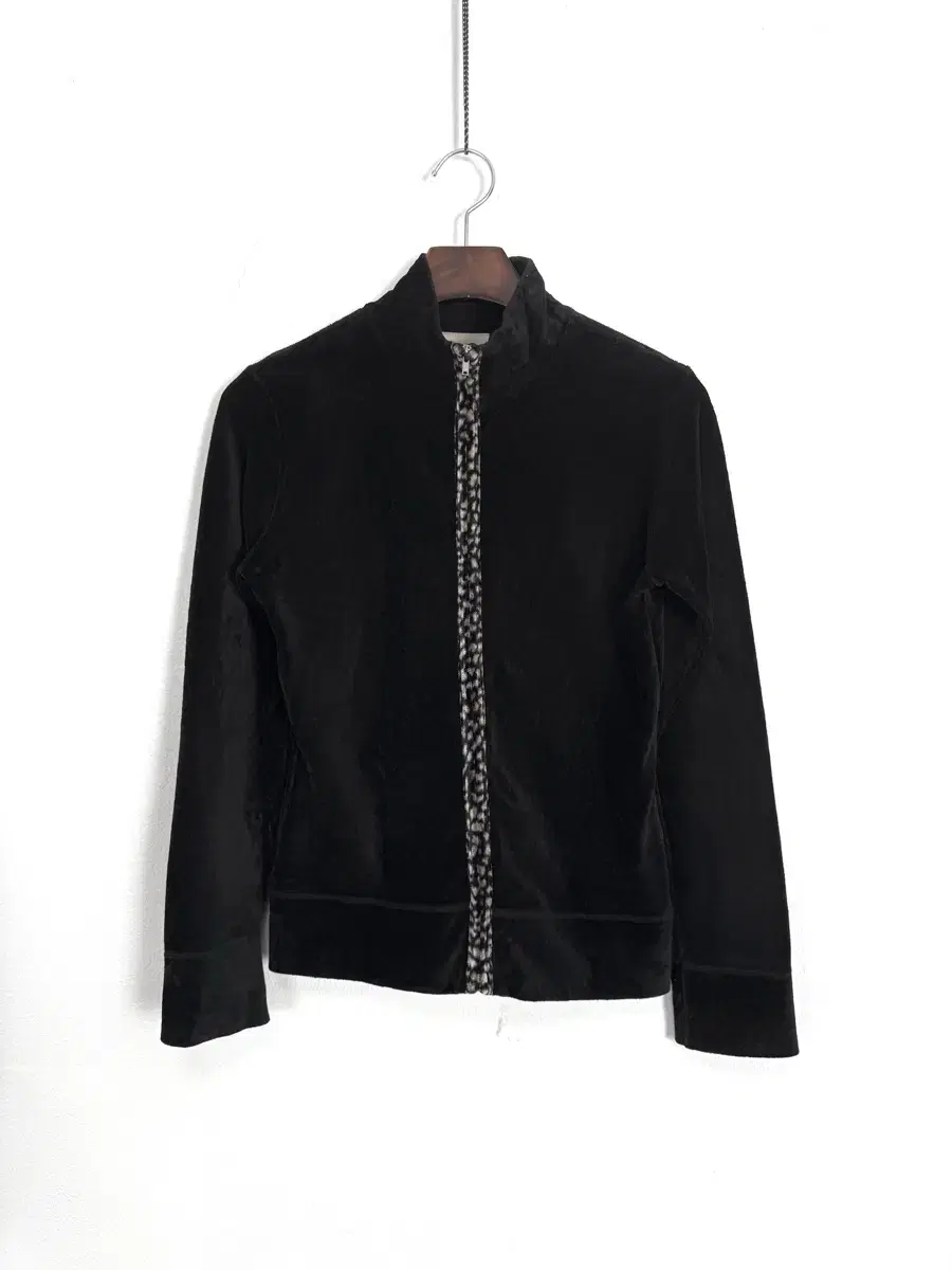 Vintager Leopard Trim Corduroy Jacket