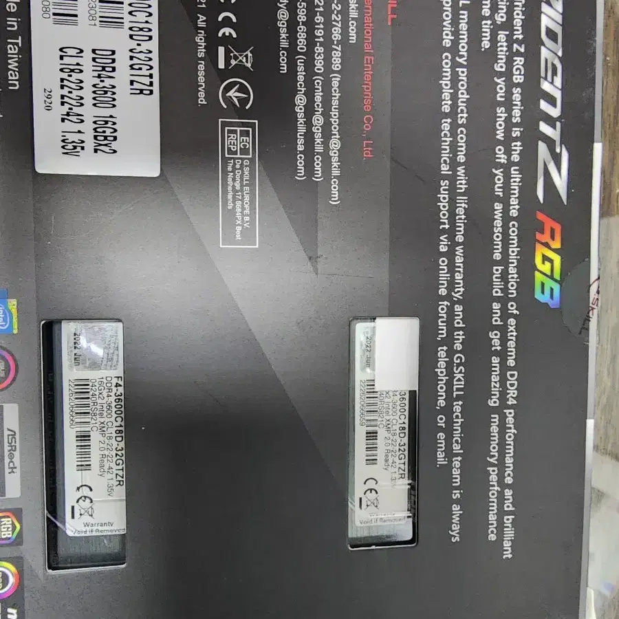 g.akill 트라이던트 ddr4 16x2 3600 팝니다.