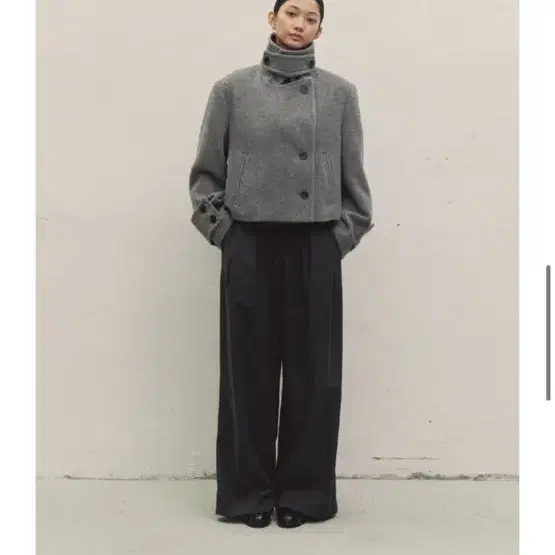 메이크어토스트 OVERSIZED WOOL BLEND CROP COAT G