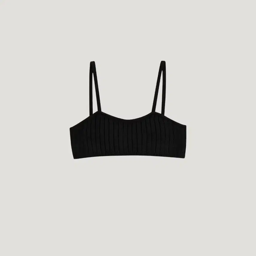 (새상품) 아르토 Strap Cropped Knit Bustier 블랙