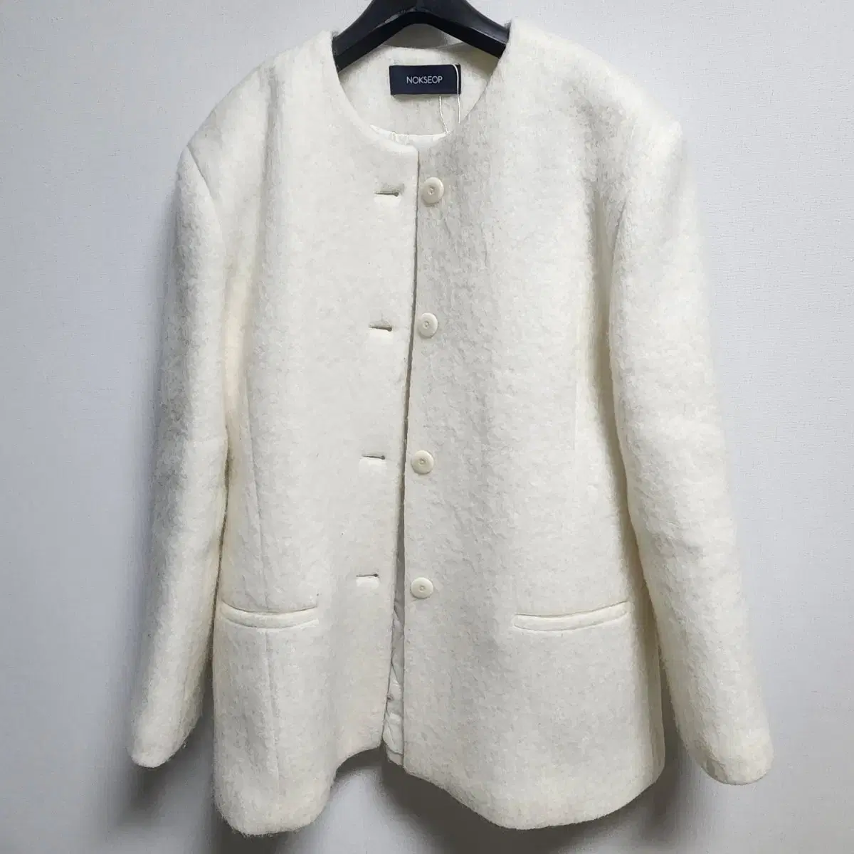 녹섭 Alpaca blend half coat_ivory