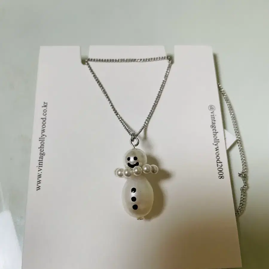 빈티지헐리우드 snowman pearl necklace