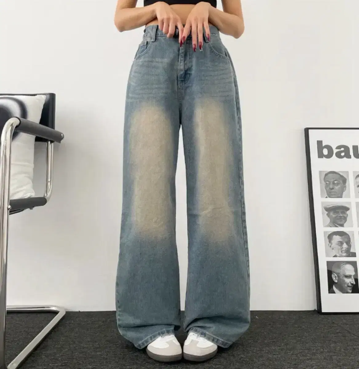 Long wide denim pants