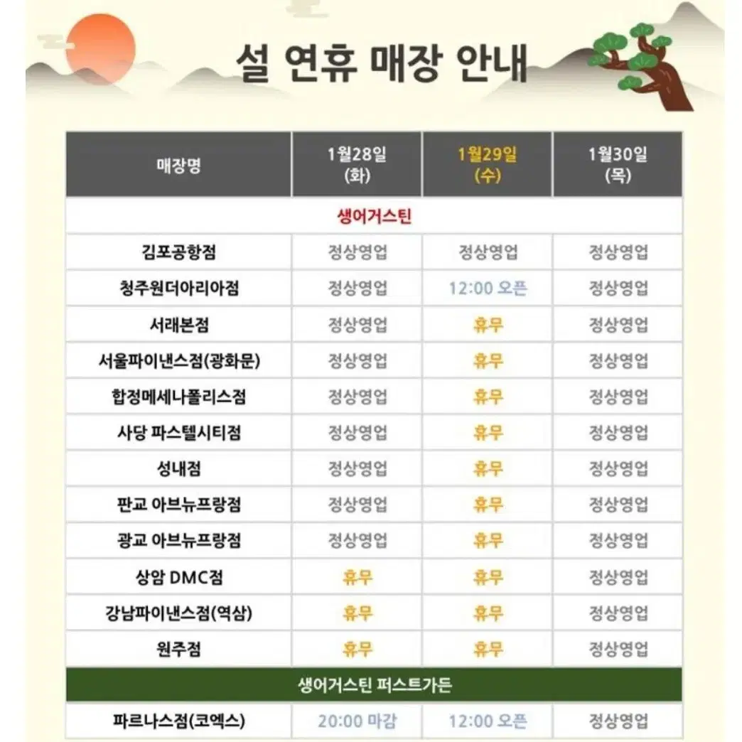 생어거스틴 태국레스토랑 6만원금액권 설날가족모임강추