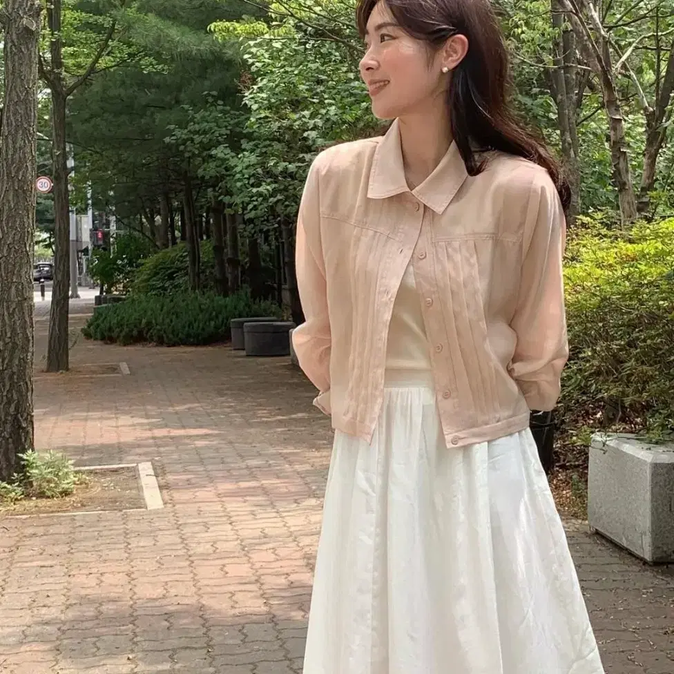 모아빈 peach jacket blouse