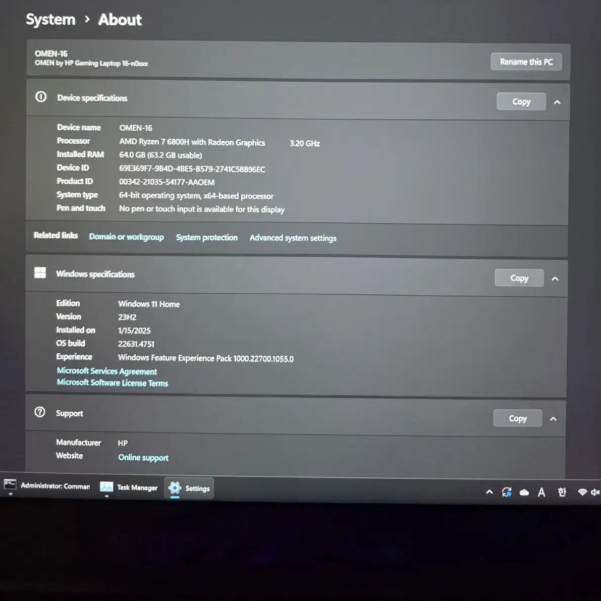 HP OMEN 16 6800h 3070ti 16GB 512GB