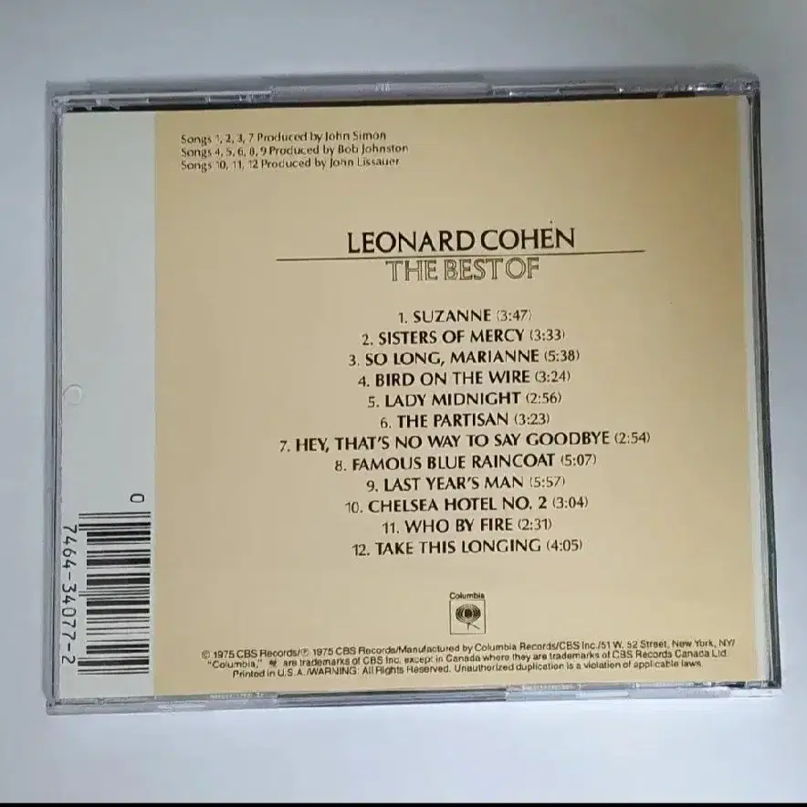 레너드 코헨 Best Of Leonard Cohen 앨범 시디 CD