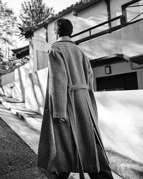 Time Homme 20th Anniversary Herringbone Balmacaan Coat