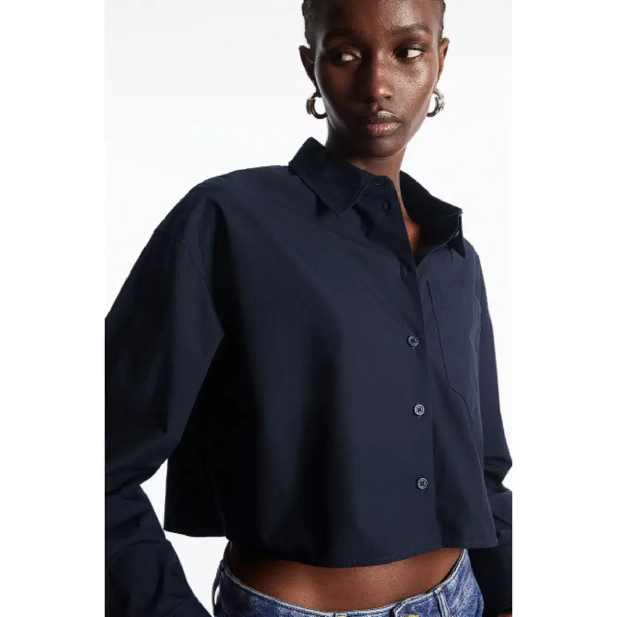 Crop poplin shirt