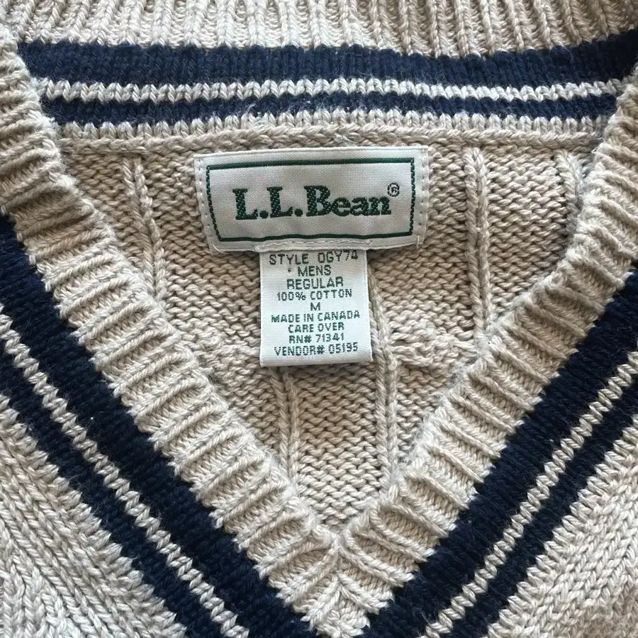 90s ll bean 캐나다제 크로켓 코튼 스웨터