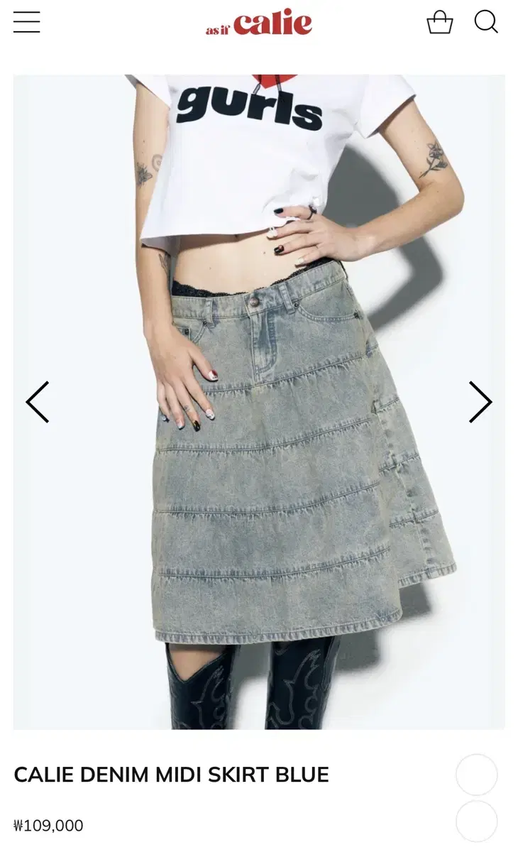 애즈이프캘리 CALIE DENIM MIDI SKIRT BLUE S