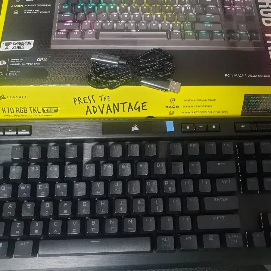 커세어 K70 RGB TKL OPX 8K 광적축 한글판 키보드