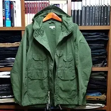 Engineered Garments 엔가 아틀란틱 파카 립스탑 올리브 S