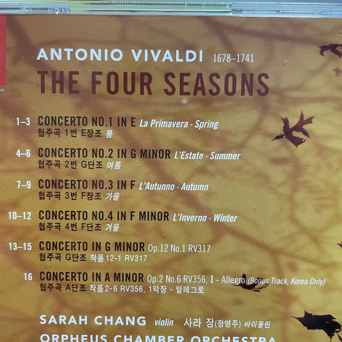 [중고음반/CD] 사라 장 Vivaldi: The Four Seasons