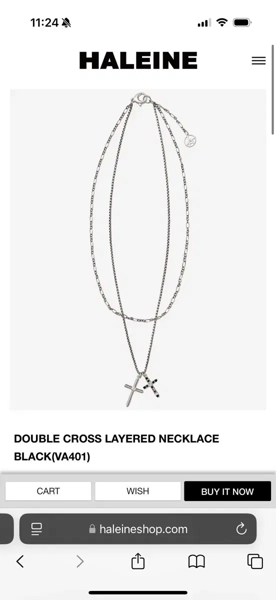 알렌느 DOUBLE CROSS LAYERED NECKLACE BLACK