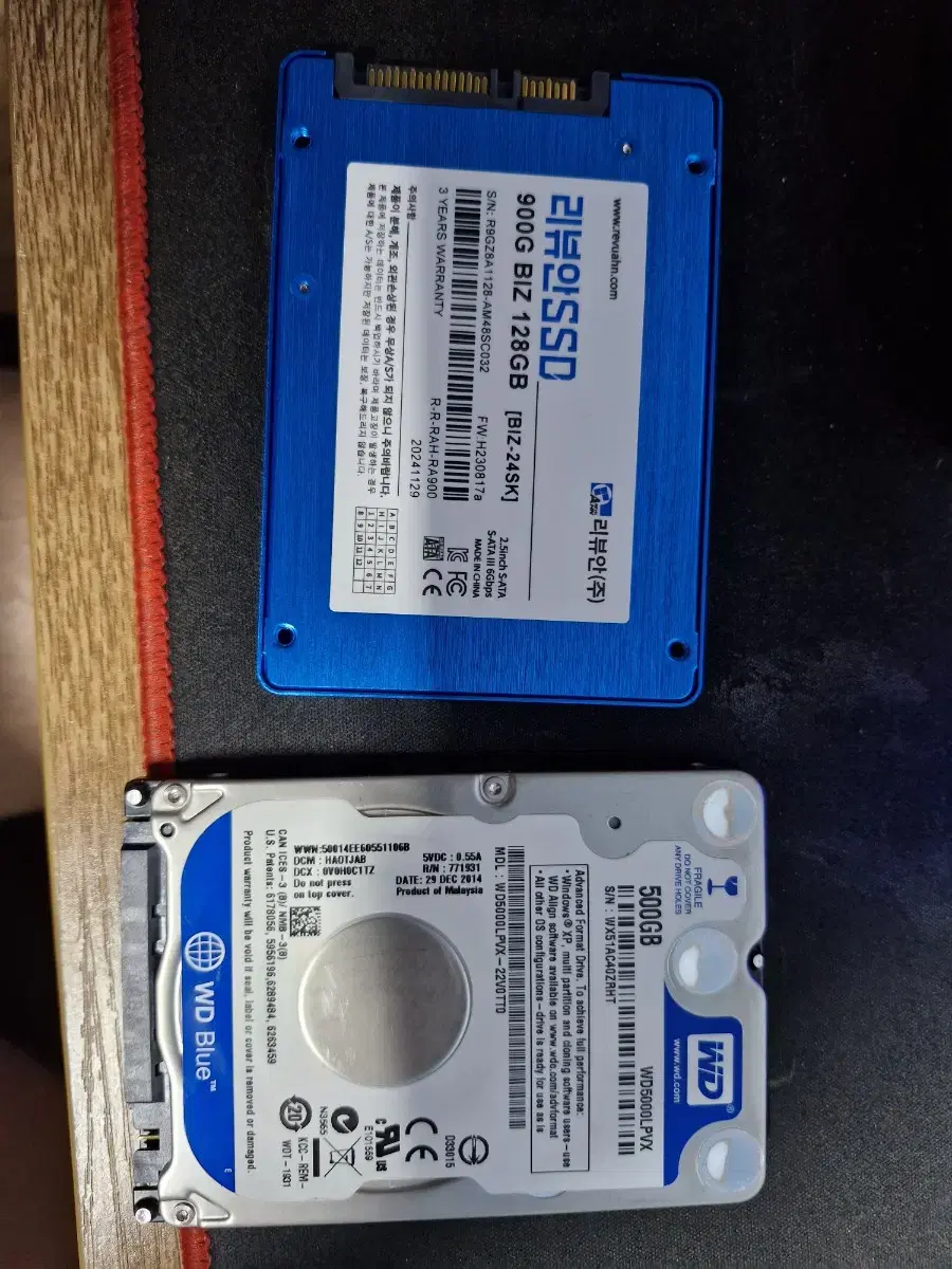 리뷰안 SSD 128GB , WD Blue HDD 500GB