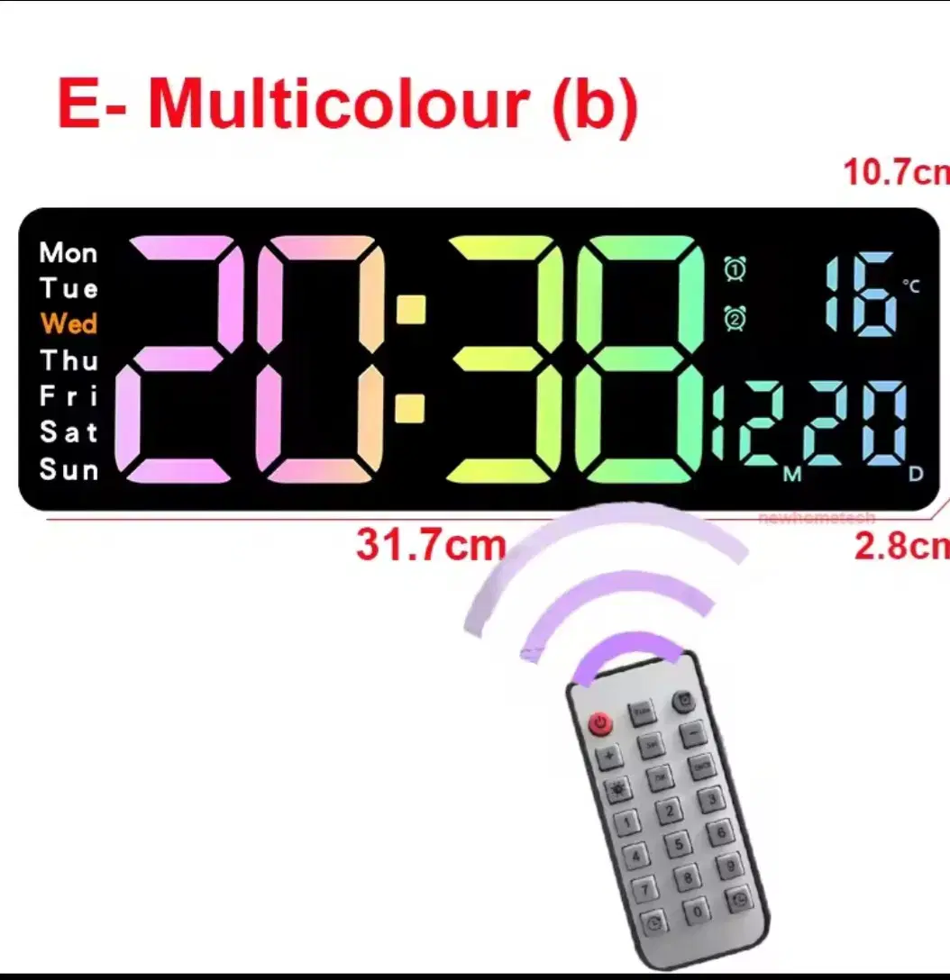 다기능 전자 벽시계 + 칼라 LED 디스플레이  리모컨