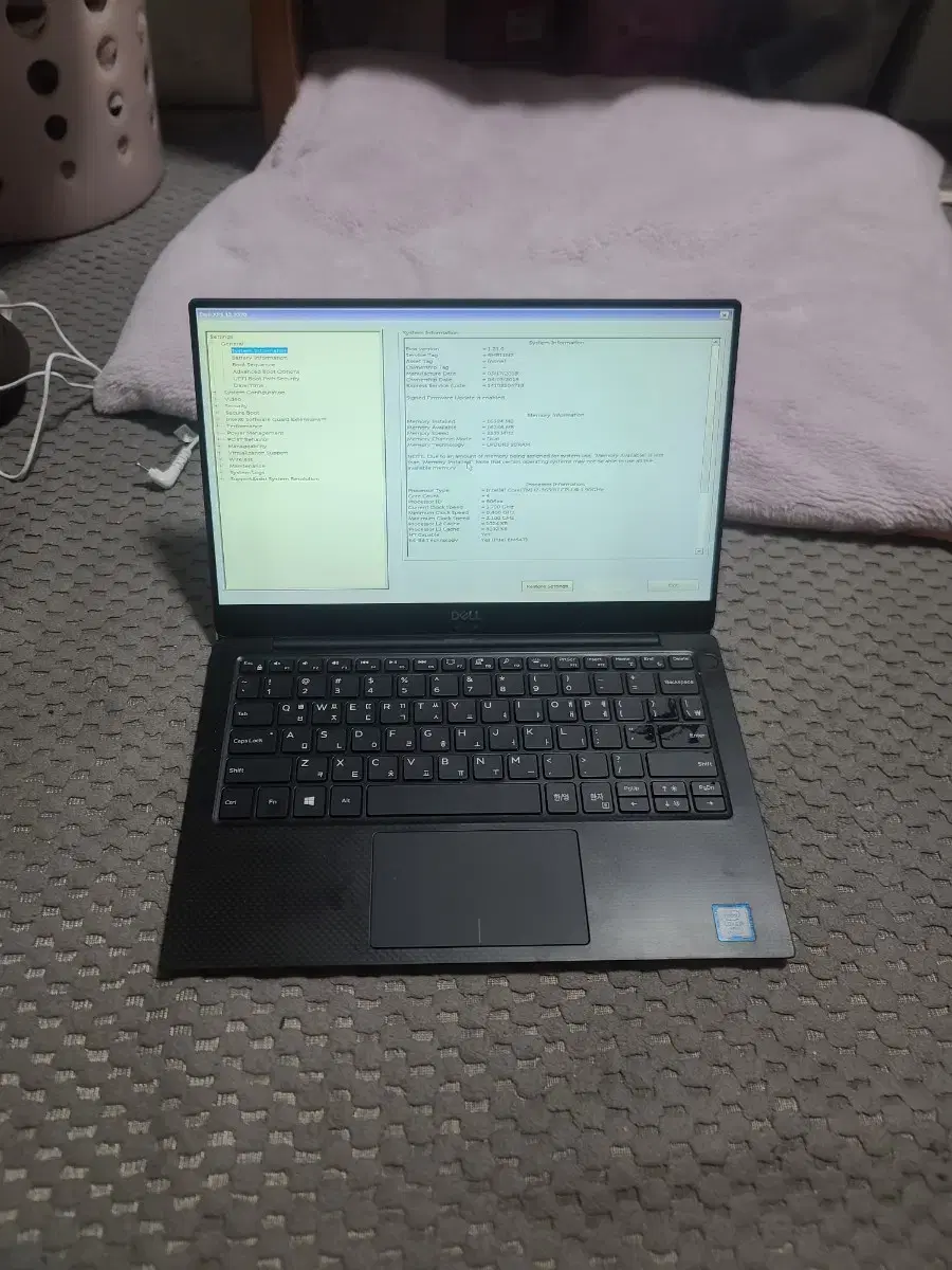 델 xps 13 노트북 부품용 i7-8650u 램16 4k uhd