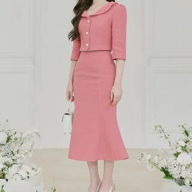 그레이스유 카일리 트위드 Kylie Tweed Skirt (pink) L