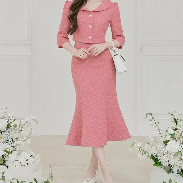 그레이스유 카일리 트위드 Kylie Tweed Skirt (pink) L