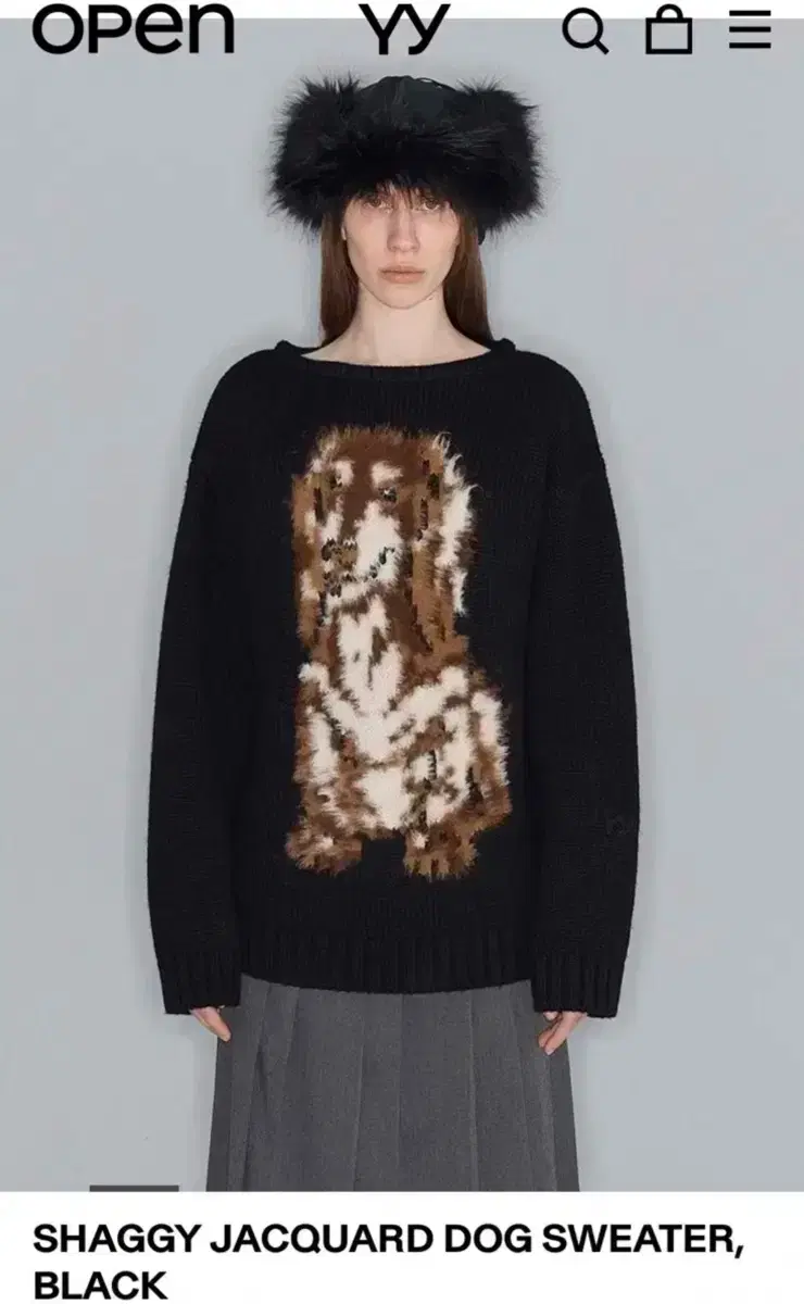 오픈와이와이 제니 착용 SHAGGY JACQUARD DOG SWEATER