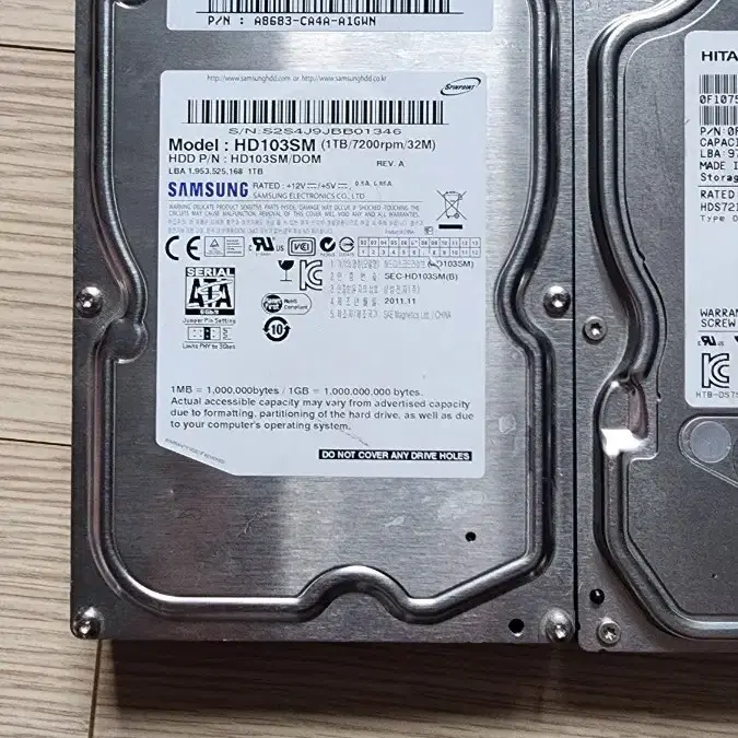 HDD 1T, 500G, 500G, 400G, 2.5인치320G 일괄