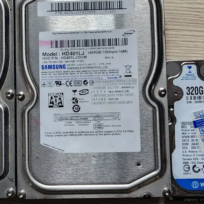 HDD 1T, 500G, 500G, 400G, 2.5인치320G 일괄