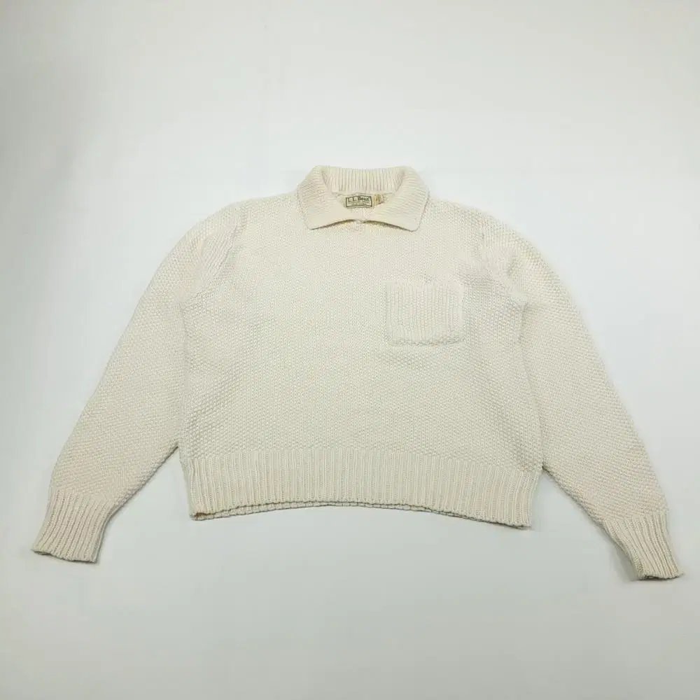 (CS984)M 엘엘빈 USA 화이트 포켓 와플 카라 니트 스웨터knit