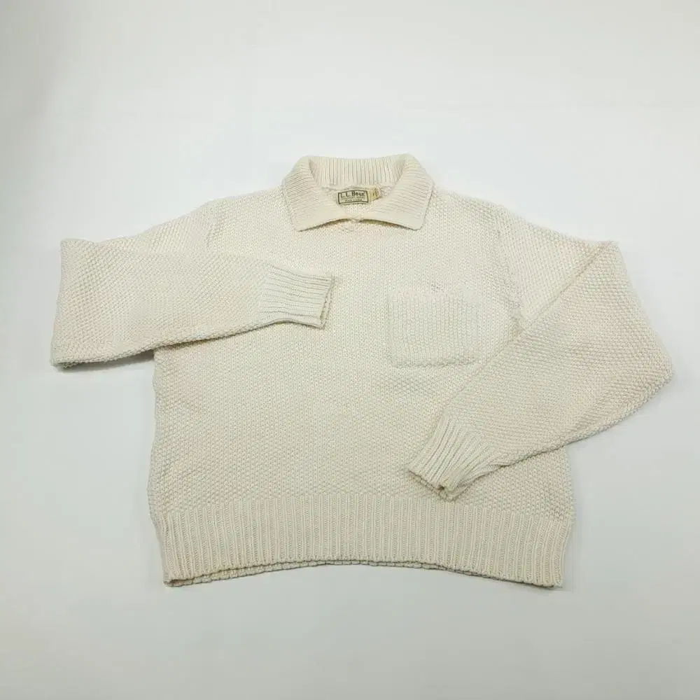 (CS984)M 엘엘빈 USA 화이트 포켓 와플 카라 니트 스웨터knit