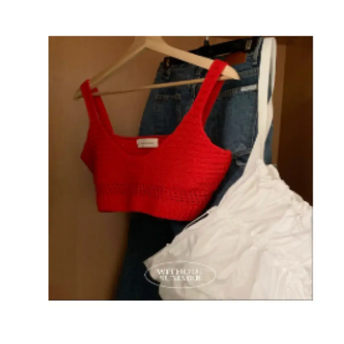 위드아웃썸머 surf knit top red