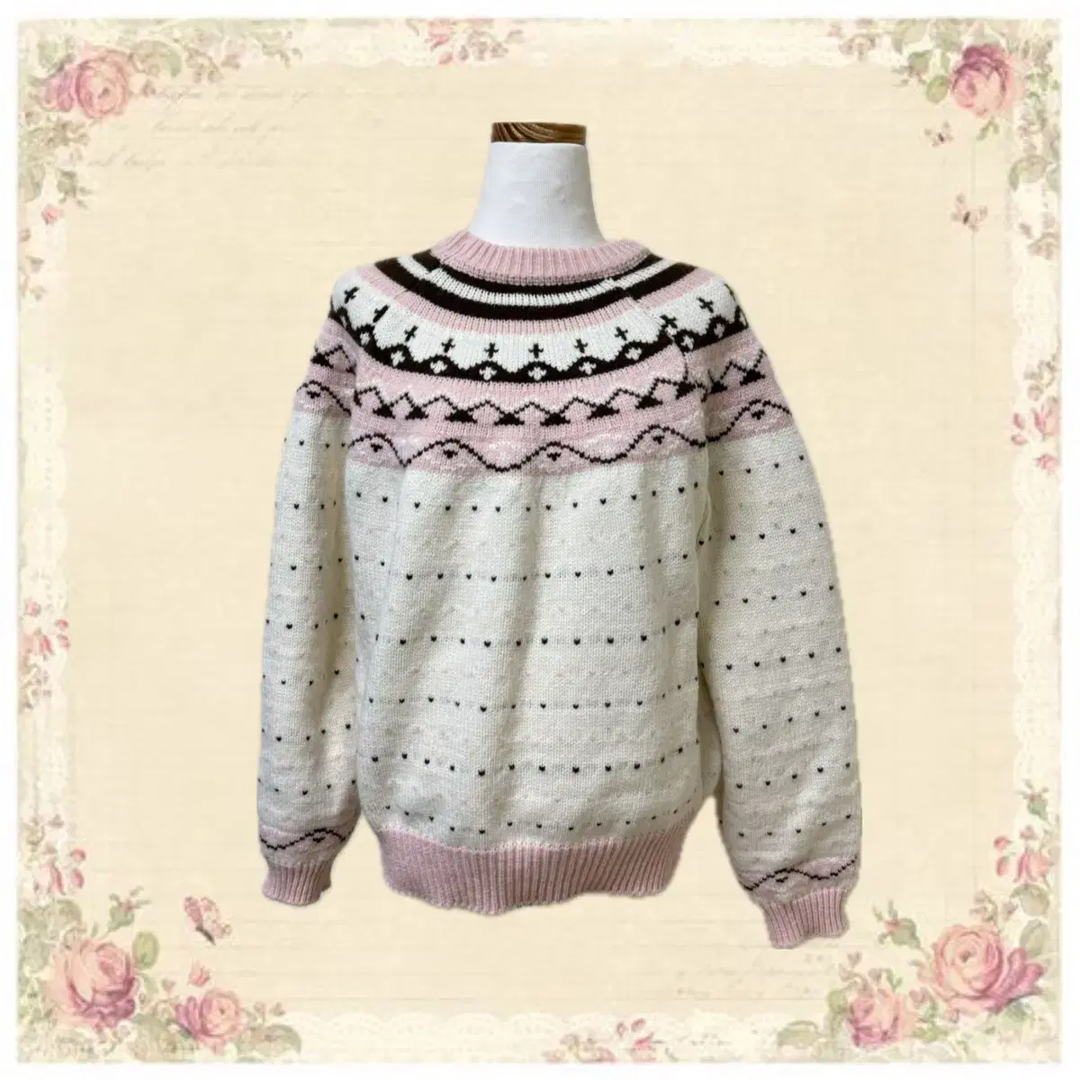 [Below cost + wearing shot] Cotton Candy Nordic Wool Knit