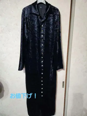 YOJIYAMAMOTO Y's 블랙 벨루어 롱 가운 코트 프리 사이즈