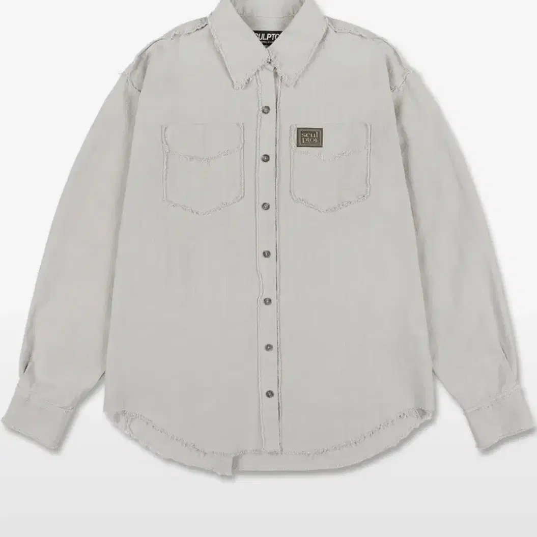 스컬프터 Fringe cotton shirt silver M